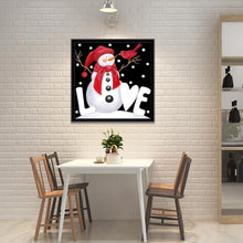 Charger l&#39;image dans la galerie, Bonhomme de neige de Noël - diamant rond complet - 25x25cm
