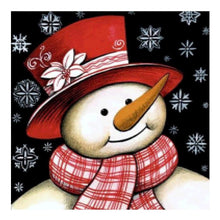 Charger l&#39;image dans la galerie, Bonhomme de neige de Noël - diamant rond complet - 25x25cm
