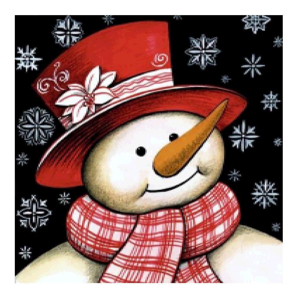 Bonhomme de neige de Noël - diamant rond complet - 25x25cm