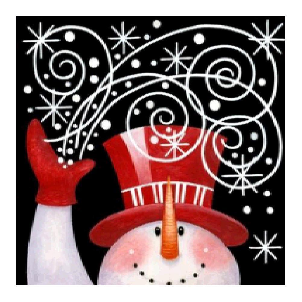 Bonhomme de neige de Noël - diamant rond complet - 25x25cm