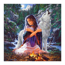 Charger l'image dans la galerie, Fille de loup - peinture complète de diamant - 30x30cm
