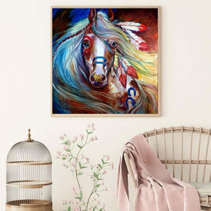 Cheval fatigué - peinture en diamant complet - 30x30cm