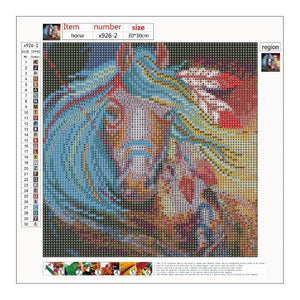 Cheval fatigué - peinture en diamant complet - 30x30cm