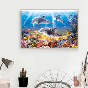 Dauphin de mer - peinture complète de diamant - 40x30cm