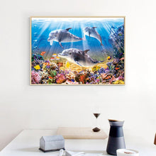 Charger l&#39;image dans la galerie, Dauphin de mer - peinture complète de diamant - 40x30cm
