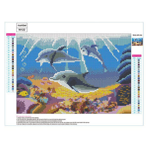 Dauphin de mer - peinture complète de diamant - 40x30cm