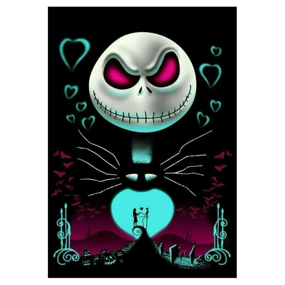 Crâne d’Halloween - diamant rond complet - 30x40cm