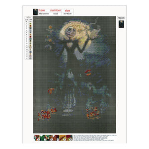 Squelette d’Halloween - diamant rond complet - 30x40cm