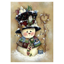 Charger l&#39;image dans la galerie, Bonhomme de neige de Noël - diamant rond complet - 30x40cm

