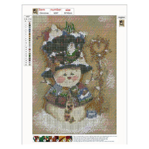 Bonhomme de neige de Noël - diamant rond complet - 30x40cm