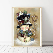 Charger l&#39;image dans la galerie, Bonhomme de neige de Noël - diamant rond complet - 30x40cm
