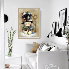 Charger l&#39;image dans la galerie, Bonhomme de neige de Noël - diamant rond complet - 30x40cm
