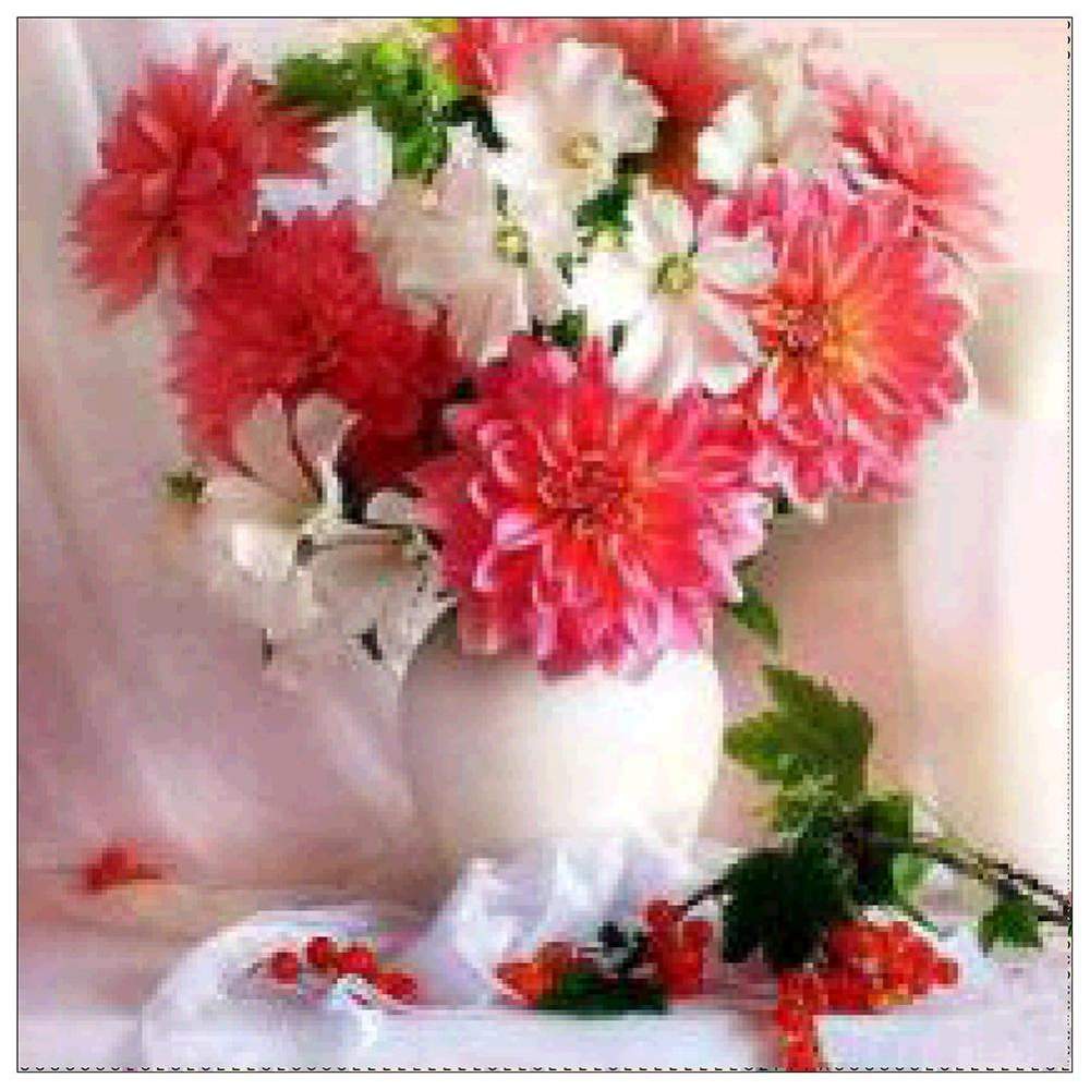 Fleurs - diamant rond complet - 25x25cm