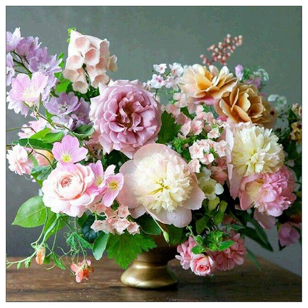 Fleurs - diamant rond complet - 25x25cm