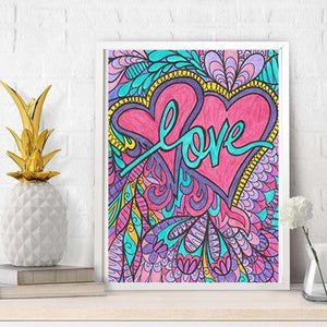 Love - diamant rond complet - 30x40cm