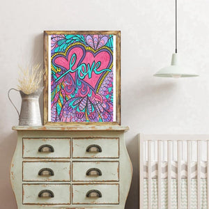 Love - diamant rond complet - 30x40cm