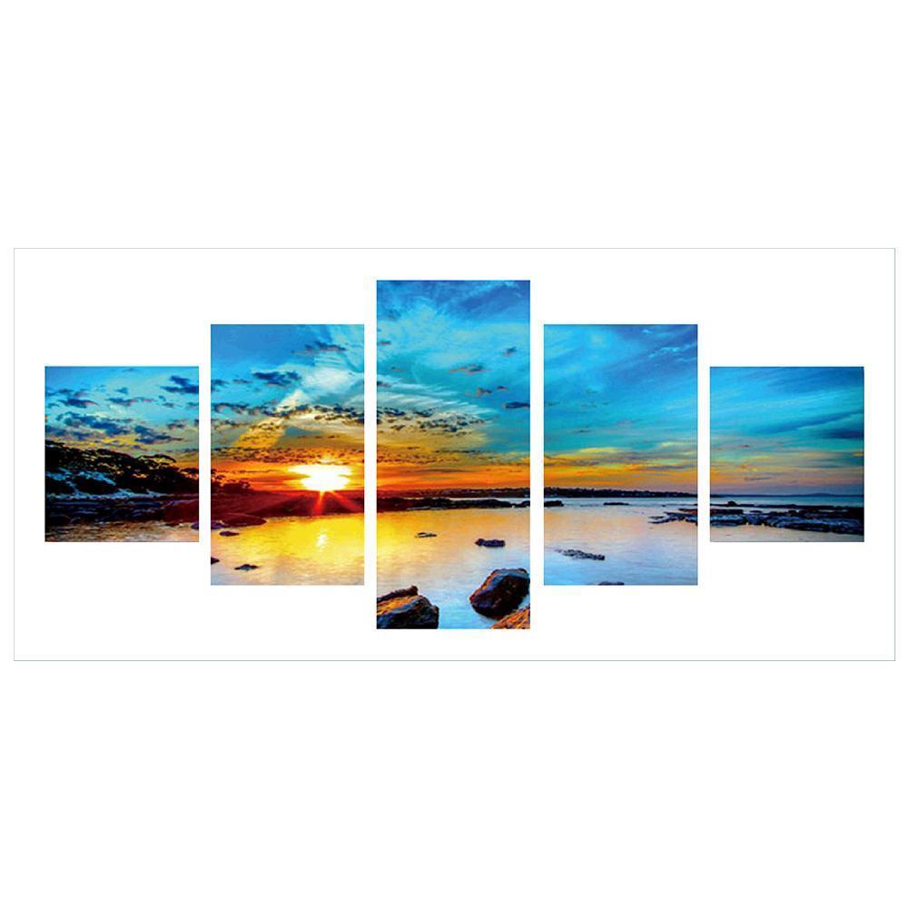 Coucher de soleil 5pcs - diamant rond complet -