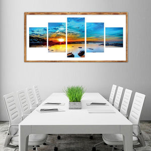 Coucher de soleil 5pcs - diamant rond complet -