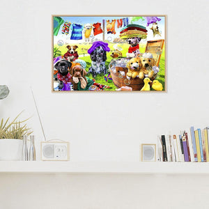 Chien d’animaux de compagnie de jeu - diamant rond complet - 40x30cm