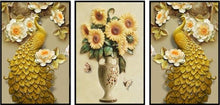 Charger l&#39;image dans la galerie, Tournesol de paon - diamant rond complet - 92x45cm
