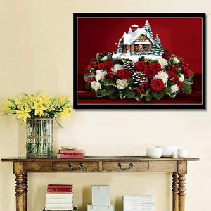 Rose - peinture en diamant complet - 30x40cm