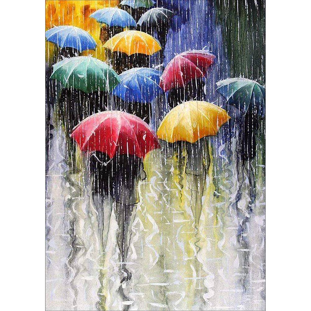 Pluie abondante - diamant rond complet - 30x40cm