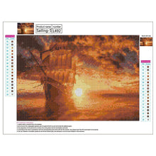 Charger l&#39;image dans la galerie, Bateau de coucher du soleil - peinture complète de diamant - 40x30cm
