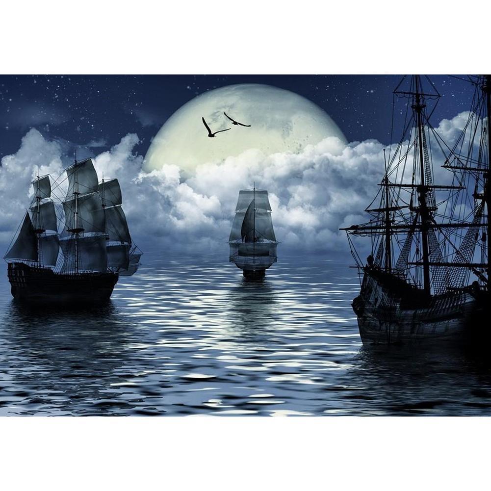 Bateau de nuit - diamant rond complet - 40x30cm