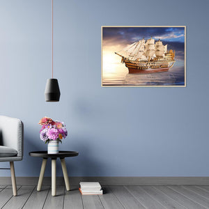Bateau solaire - peinture en diamant complet - 40x30cm