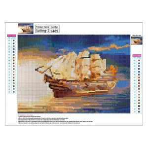 Bateau solaire - peinture en diamant complet - 40x30cm