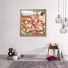 Charger l&#39;image dans la galerie, Cochon rose - peinture en diamant complet - 30x30cm
