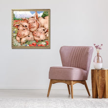 Charger l&#39;image dans la galerie, Cochon rose - peinture en diamant complet - 30x30cm
