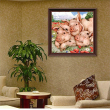 Charger l&#39;image dans la galerie, Cochon rose - peinture en diamant complet - 30x30cm
