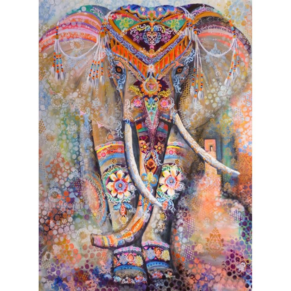Éléphant coloré - peinture complète de diamant - 30x40cm