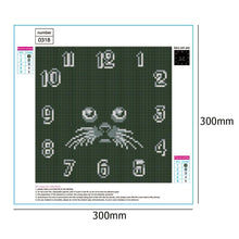 Charger l&#39;image dans la galerie, Chat d’horloge - peinture complète de diamant - 30x30cm
