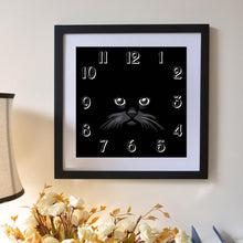 Charger l&#39;image dans la galerie, Chat d’horloge - peinture complète de diamant - 30x30cm
