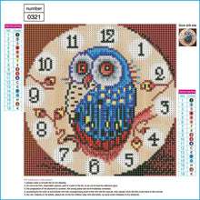 Charger l&#39;image dans la galerie, Horloge de mur d’animal - peinture complète de diamant - 30x30cm
