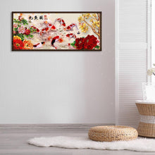 Charger l&#39;image dans la galerie, 9 poissons - peinture complète en diamant - 80x35cm
