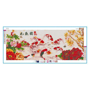 9 poissons - peinture complète en diamant - 80x35cm