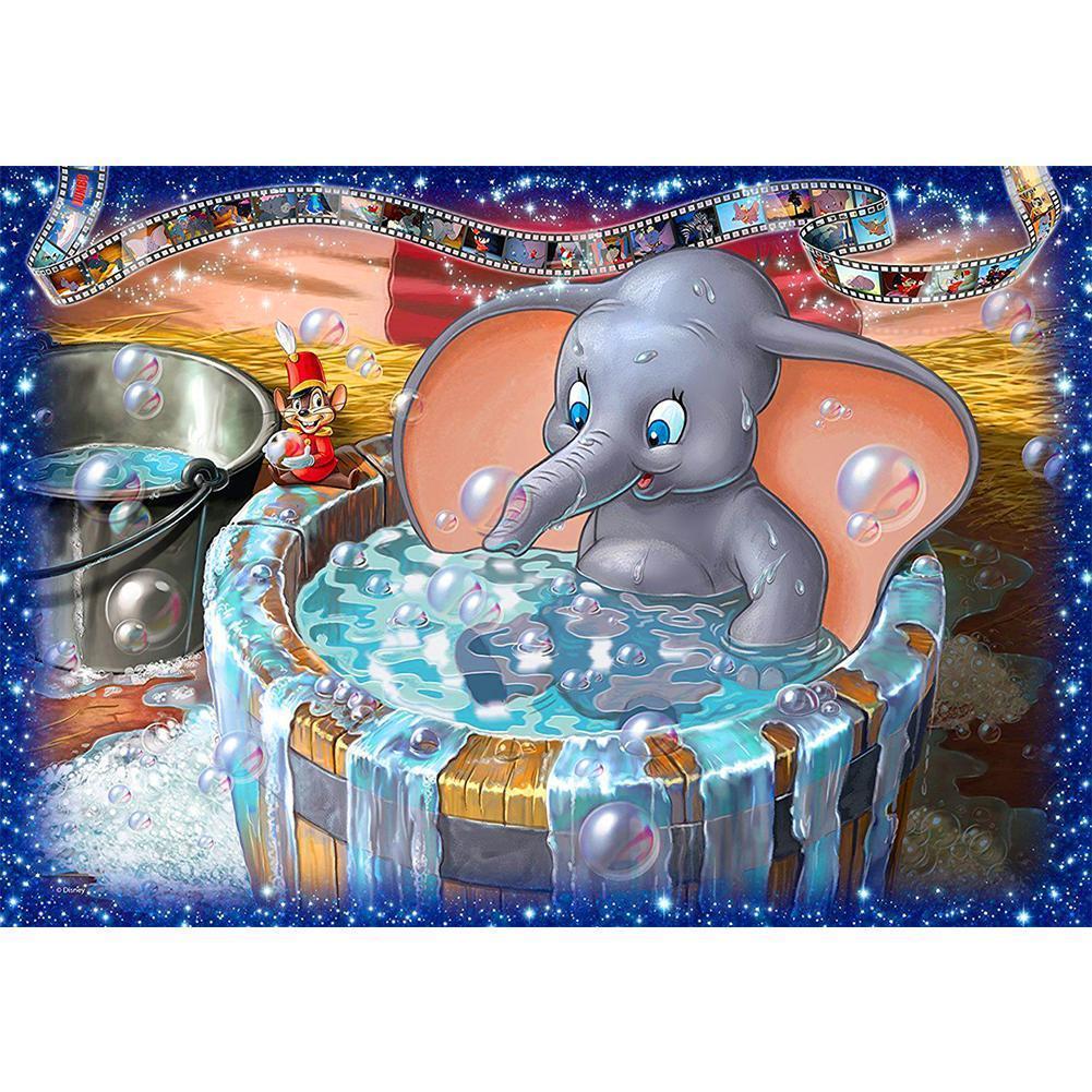 Éléphant de bain - diamant rond complet - 40x30cm