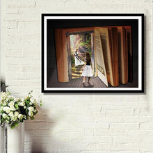 Charger l&#39;image dans la galerie, Fille dans le monde du livre - diamant rond complet - 30x40cm
