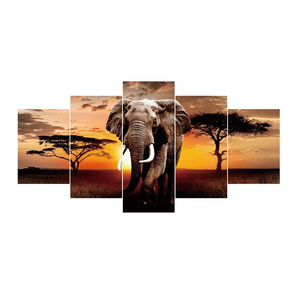 5pcs/set elephant - peinture complète en diamant - 95x45cm