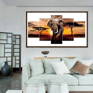 5pcs/set elephant - peinture complète en diamant - 95x45cm