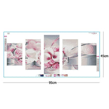 Charger l&#39;image dans la galerie, 5pcs/set flower - peinture en diamant ronde - 95x45cm
