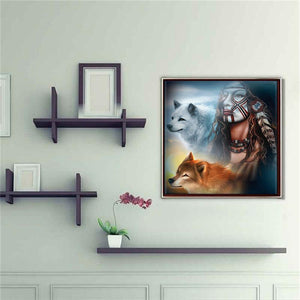Loup - diamant rond complet - 30x30cm