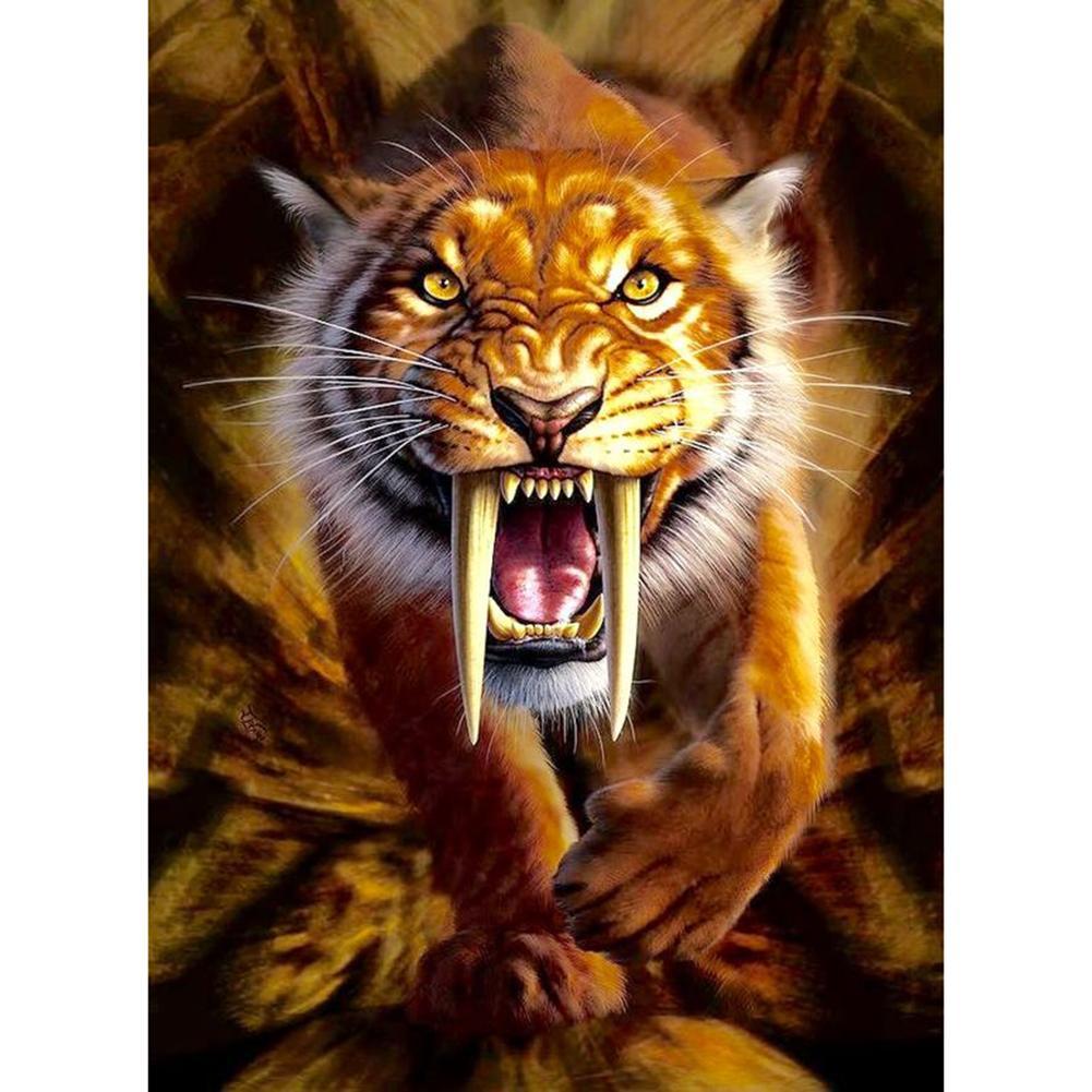Tigre féroce - peinture complète de diamant - 30x40cm