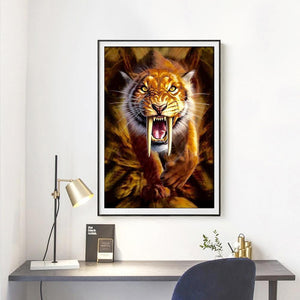 Tigre féroce - peinture complète de diamant - 30x40cm