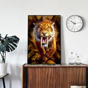 Tigre féroce - peinture complète de diamant - 30x40cm