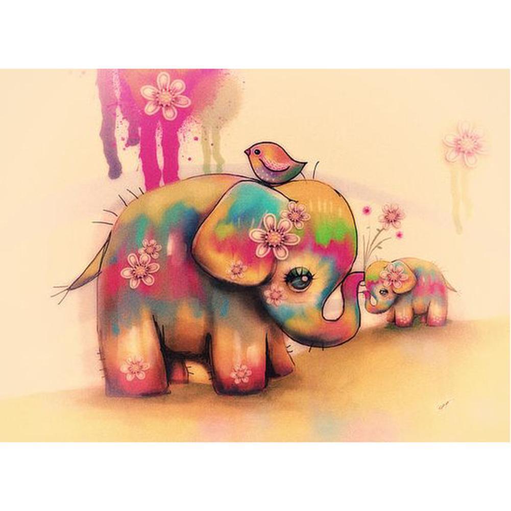 Éléphant mignon - peinture complète de diamant - 40x30cm