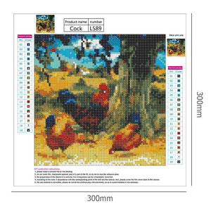 Volaille de village - peinture complète de diamant - 30x30cm